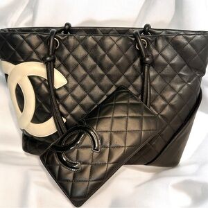 Chanel Cambon Large Quilted Leather Tote & Chanel Wallet Combo (2005-2006)